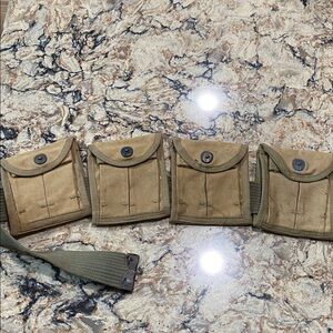 World war 2 ammo belt WW2 military heavy duty belt with 4 pouches 1943 sf co inc
